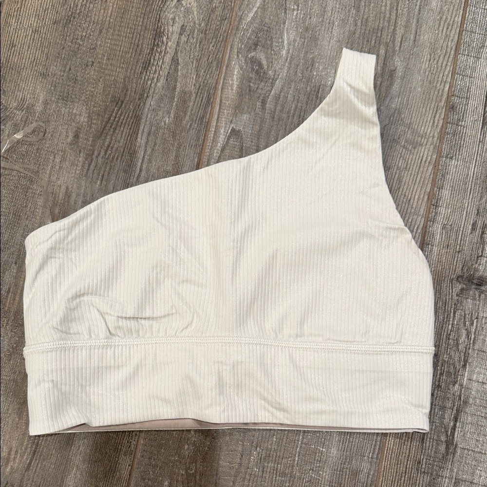 Lululemon One-Shoulder off white/White ribbed Bralette size 8